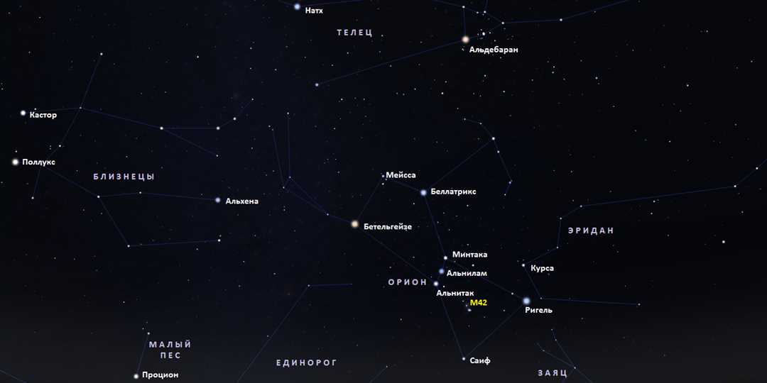 Орион — захватывающий пейзаж ночного неба, где сияют звезды величественного второго класса